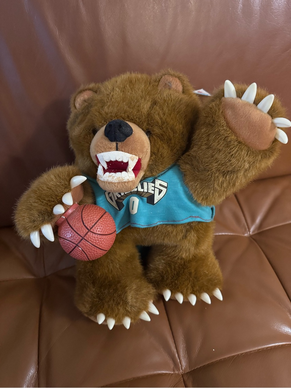 Vintage 90s NBA Vancouver Grizzlies Mascot Bear Plush Kinderlov NWT